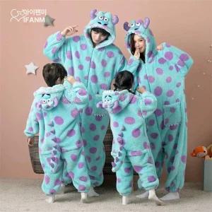 커플 겨울 가족 패밀리 파자마 수면복 남녀공용 아동용 두꺼운 홈웨어 잠옷 세트