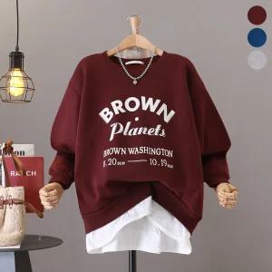 [모노시크] 쿠웬즈 기모 레터링 레이어드 맨투맨_MNTG447