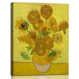 욕실 벽 아트 해바라기 빈센트 반 고흐의 유명한 유화 꽃 그림 액자 고흐 재현 주방 홈 오피스 장식용 캔버스 12x15 인치
