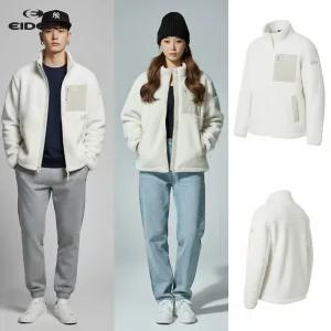 [백화점 출고] 아이더 플리스 남자 여성 그리드 유니 자켓 크림 털 뽀글이 점퍼 후리스