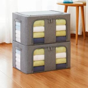 40000KM 와이어 패브릭 리빙박스 이불 옷 접이식 수납 보관함 66L 2개