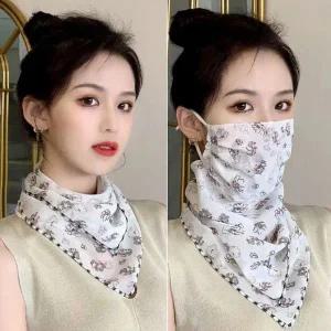 여성 우아한 러블리 플라워패턴 여름 스카프 마스크