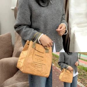 영문 프린트 종이 벨크로 보온보냉 가방 종이보온보냉가방 크라프트쇼핑백