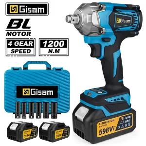 에어임팩 라쳇렌치 자동차정비 Gisam 1200NM 브러시리스 전기 임팩트 렌치 Makita 18V 배터리 핀용 1/2 인