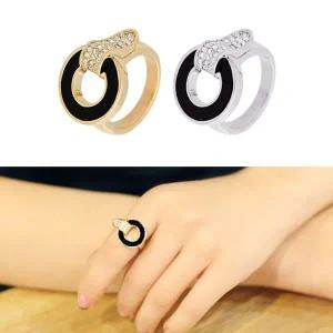 [콩심팥심]14Kgp 블랙 포인트 큐빅 럭셔리 패션 반지 US 반지선물