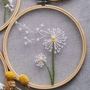 [골드스마일]자수 슈도안 민들레 프랑스자수 목걸이