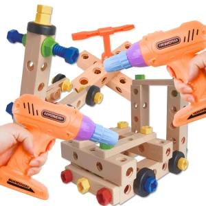 (200피스) 공구키트 유아 어린이 공구 회전 드릴 볼트 조립 수납/강화/놀이/차량/정비/생일/선물/어린이집