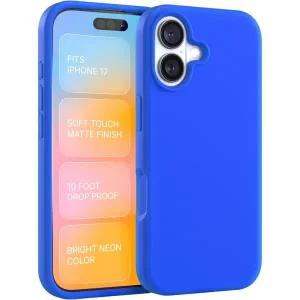 비츠 아이폰 케이스 17 애플 17용 중범죄 - 생생한 블루 실리콘 케이스, 소프트 터치 및 매트 피니시 리퀴