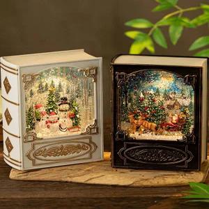 머스코 책모양 스노우볼 크리스마스 오르골 장식 소품 워터볼 무드등 뮤직박스 눈사람 산타 음