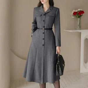 [시크라인] (~XXL까지)(기장선택) 나케올리 포켓 트위드 벨트 원피스 겨울 하객룩 오피스룩 모임룩 격식룩 빅사이즈