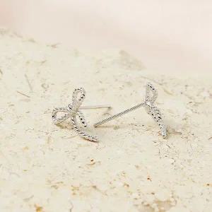 [콩심팥심]백금도금 실버 귀걸이 은침 매듭 리본