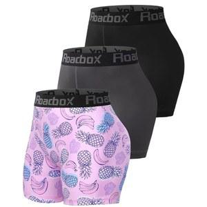 로드박스 4인치 여성 스판덱스 컴프레션 반바지, 운동용 배구 반바지 바이커 3팩 러닝 짐 요가