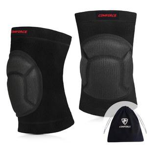 COMPORCE 1쌍 무릎 패드와 두꺼운 EVA 폼 패드 스포츠 지지 슬리브 미끄럼 방지 레슬링 보호대, 배구 가드닝 댄스 요가 운동 스노보드용 압박 보호대
