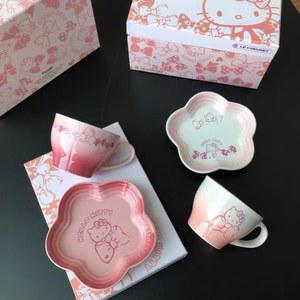 벚꽃 커피잔 2인세트 키티 머그잔 찻잔세트 핑크 리본 접시