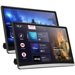 뒷좌석용 13.3인치 자동차 TV 안드로이드 헤드레스트 모니터, 엔터테인먼트 시스템 무선 연결/폰 미러링 링크/HDMI 동기화 화면/다기능 비디오 플레이어(13.3인치- (2G+32G)-2pcs)