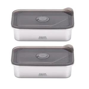키친플라워 원터치 밀폐 반찬통 용기 스텐 1L 2개