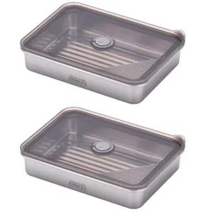 키친플라워 스테인리스 반찬통 밀폐 용기 2.3L X2개