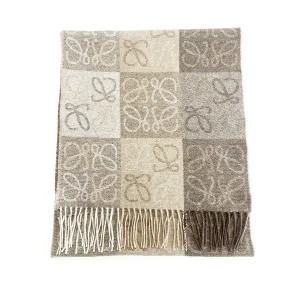 [로에베] 체크보드 울 캐시미어 스카프 베이지 F810487X17 2112