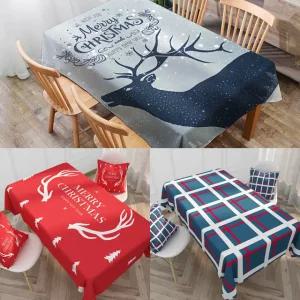 크리스마스 방수 식탁보 테이블 커버 야외 행사용 린넨 홈파티 연말 캠핑 카페 2~4인용