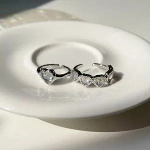 [골드스마일]영롱 보석 반지 세트 메탈 오팔 고급 남친 여자친구