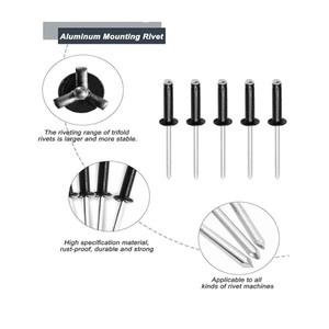 50개 블랙 알루미늄 블라인드 리벳 M2.4 돔 헤드 팝 시트 스틸 배기 매드렐용