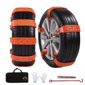 바퀴 위의 8개 체인, 1분 퀵 핏 이지 설치 타이어 겨울철 눈길, 얼음, 진흙, 산악 도로 주행을 위한 비상 미끄럼 방지 케이블, 자동차용 스노우 툴킷 보내기