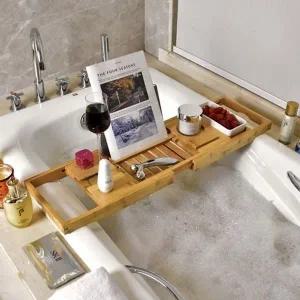 길이조절 대나무 반신욕 욕조 트레이 (WFFJ3OX)