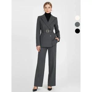 [하프클럽/비비드시크릿가너]SET 여성 더블버튼 겨울 정장 벨티드 자켓 팬츠