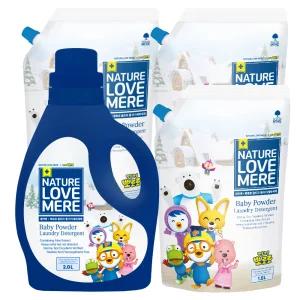 네러메x뽀로로 울트라 젤 아기세제 용기 2L 1개+세제리필 1.5L 3팩, 총 4팩