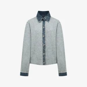 [25 신상] 데님 배색 카라넥 니트 가디건 (VLCCZ2959)