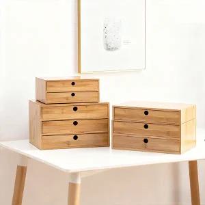원목 서랍장  대나무 책상 서랍 정리함 데스크탑 수납함 나무 카운터탑 사무실 가정 침실 테이블탑 수납용