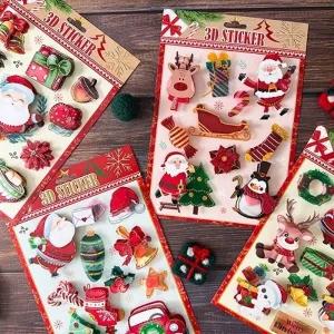 [꾸미기 재료]  홀로그램 크리스마스 입체 스티커 대형 (4종 택1)