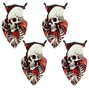 남성용 스켈레톤 넥 게이터 반다나 페이스 마스크, 선 쿨링 스카프 커버 4피스