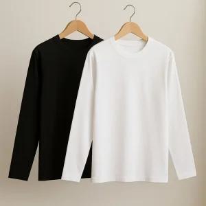 [3장세트] 에코힐 국내생산 긴팔티셔츠 순면 100% 30수 티셔츠 여자 남자 라운드 긴팔 교복 레이어드 면티