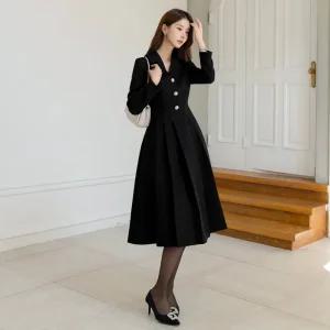 [시크라인] (~XXL까지) 다이엔다 펄사 트위드 플레어 원피스 겨울 하객룩 오피스룩 모임룩 격식룩 연말룩 빅사이즈