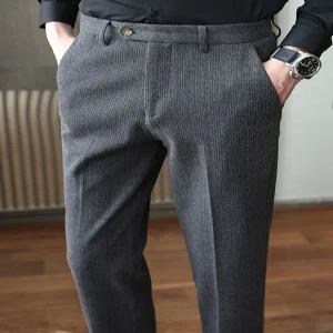 남성바지 가을겨울 프린지 도톰 모직 캐주얼 팬츠 기모 슬림핏 정장바지 심쿵빛