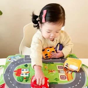 (다담교육) 뛰뛰빵빵 자동차 놀이 가방 장난감 헝겊 어린이 오감자극 발달 감각교구 촉각 두뇌 사회성