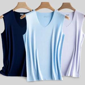 편안한 무봉재 스타일 V넥 심리스 부드러운 남성 나시