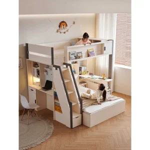 이층 2층 침대 초등 학생 어린이 책상 벙커 계단