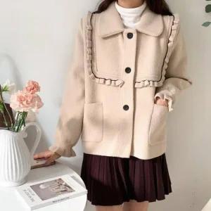 [라일리여성의류] Rly 트렌치코트 자켓 버튼 숏코트 하프코트 카라 프