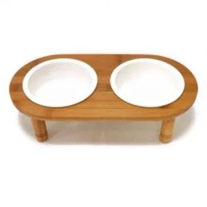 (에스엠펫)모닝 도기_TZ40S (라운드) 원목식기밥통 밥그릇 애견 애완견 강아지 도그 사료