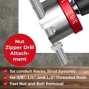 너트 지퍼 드릴 어태치먼트  고정호환  1/4인치 3/8인치 나사봉 알루미늄 합금 비트 소켓 렌치 도구