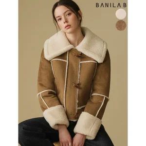 [하프클럽/바닐라비]여성 떡볶이 버튼 무스탕