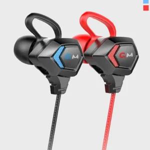 유선 이어폰 인이어 마이크 컴퓨터 게이밍 이어폰 게임용 360도 탈부착 커널형 이어셋 헤드셋 후크 레드