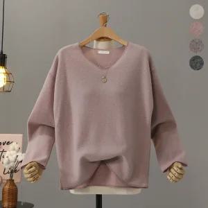 [모노시크] 주니엔 겉기모 V넥 베이직 티셔츠_MNTG492