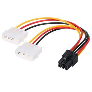 IDE 듀얼 4핀 몰렉스 수-6핀 암 PCI-E Y 전원 케이블 1개 (비디오 카드용 어댑터 외부