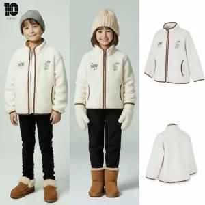 [백화점 출고] 탑텐 키즈 패딩 남아 여아 피너츠 덤블 보아 집업 아이보리 뽀글이 후리스 플리스 털 자켓
