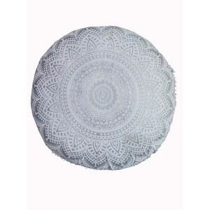 대형 원형 좌석 바닥 쿠션 의자 오스만 커버 푸프 베개 명상 시트 던지기 공예실 가구(실버, 24인치 원형)