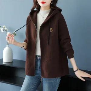 엘럽 여자 후드 가디건 캐주얼 모직 코트 가을 겨울 루즈핏 아우터지퍼 집업 빅사이즈 상의 힛템