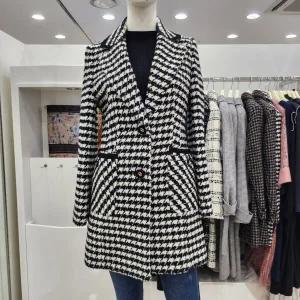 A라인 정장 체크 롱 모직 하프 코트 자켓JACW0WCH0170 US 913446
